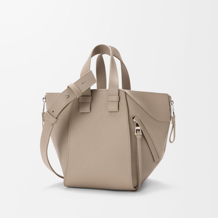 Compact Grained Leather Hammock Bag Clay - VVISN