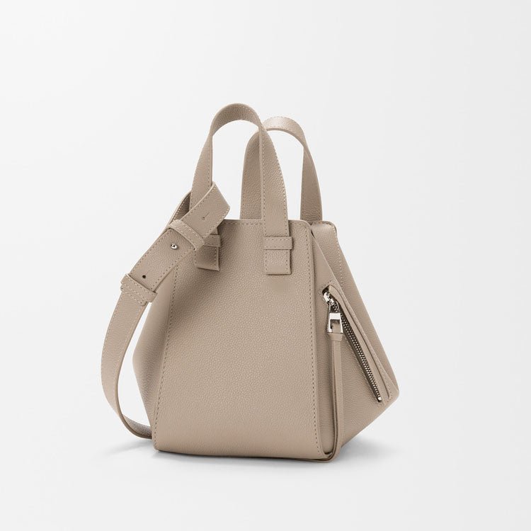 Compact Grained Leather Hammock Bag Clay - VVISN