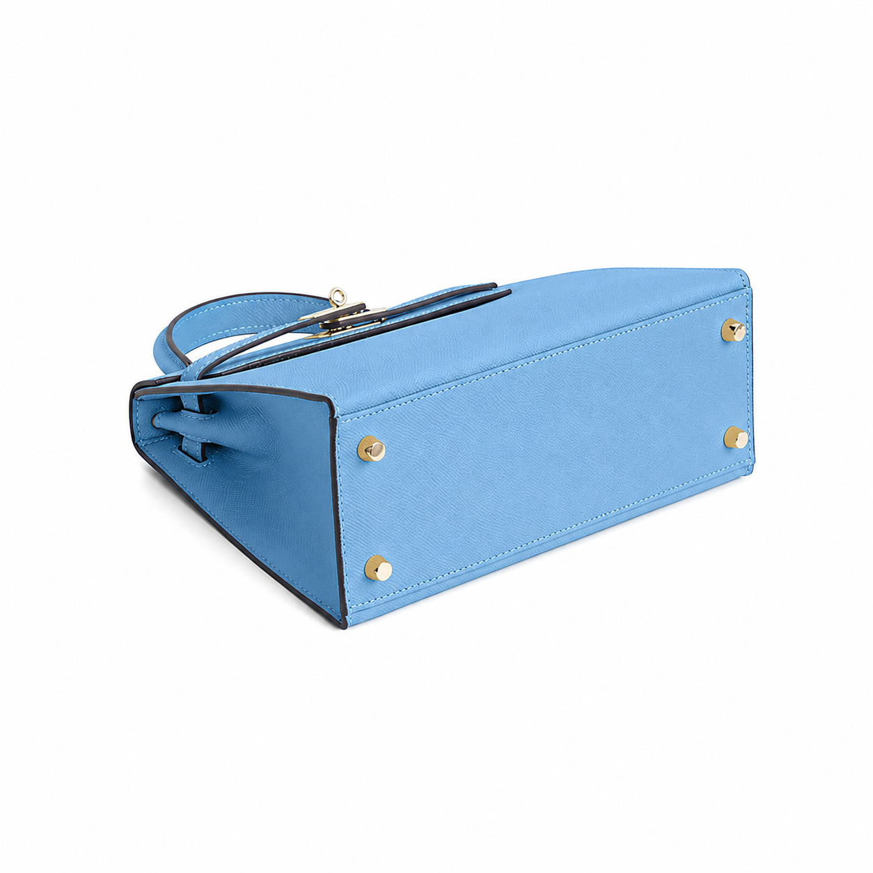 Sky Blue Lock Top Handle Bag