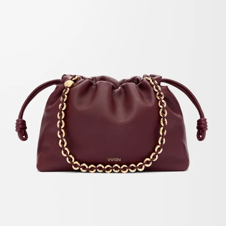 Dark Burgundy Nappa Flamenco Purse Bag - VVISN