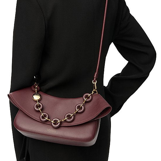 Dark Burgundy Smooth Calfskin Ola Bag - VVISN