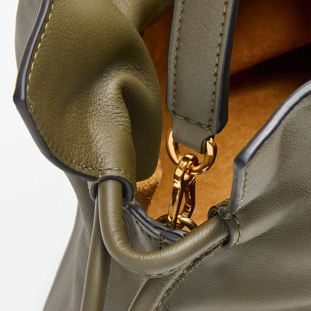 Dark Khaki Medium Flamenco clutch in nappa calfskin - VVISN