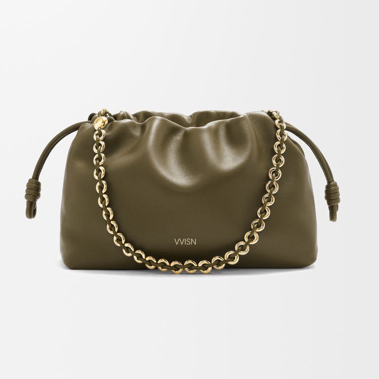 Dark Khaki Nappa Leather Flamenco Purse - VVISN