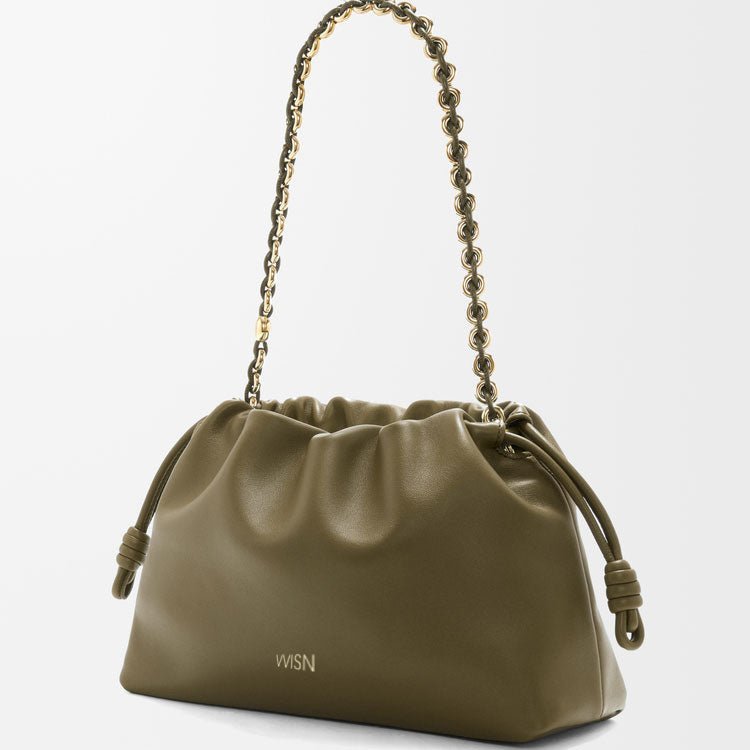 Dark Khaki Nappa Leather Flamenco Purse - VVISN