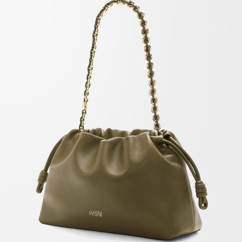 Dark Khaki Nappa Leather Flamenco Purse - VVISN