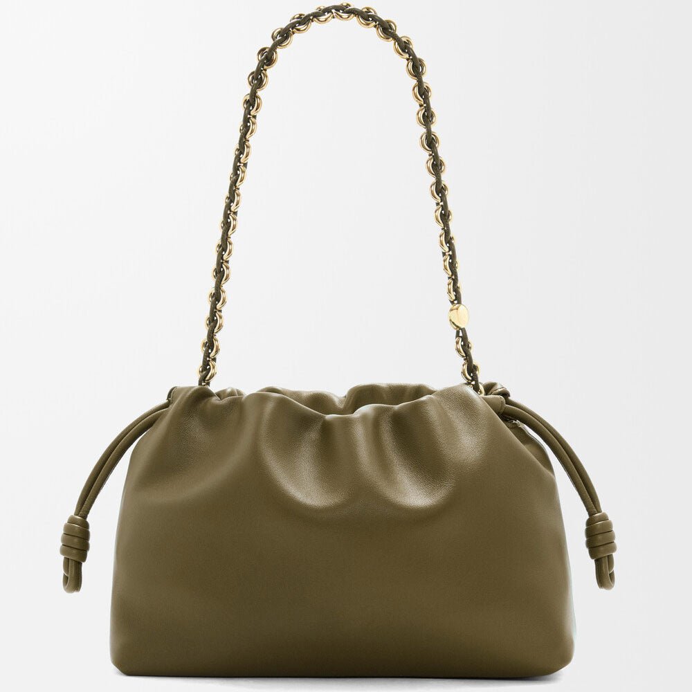 Dark Khaki Nappa Leather Flamenco Purse - VVISN