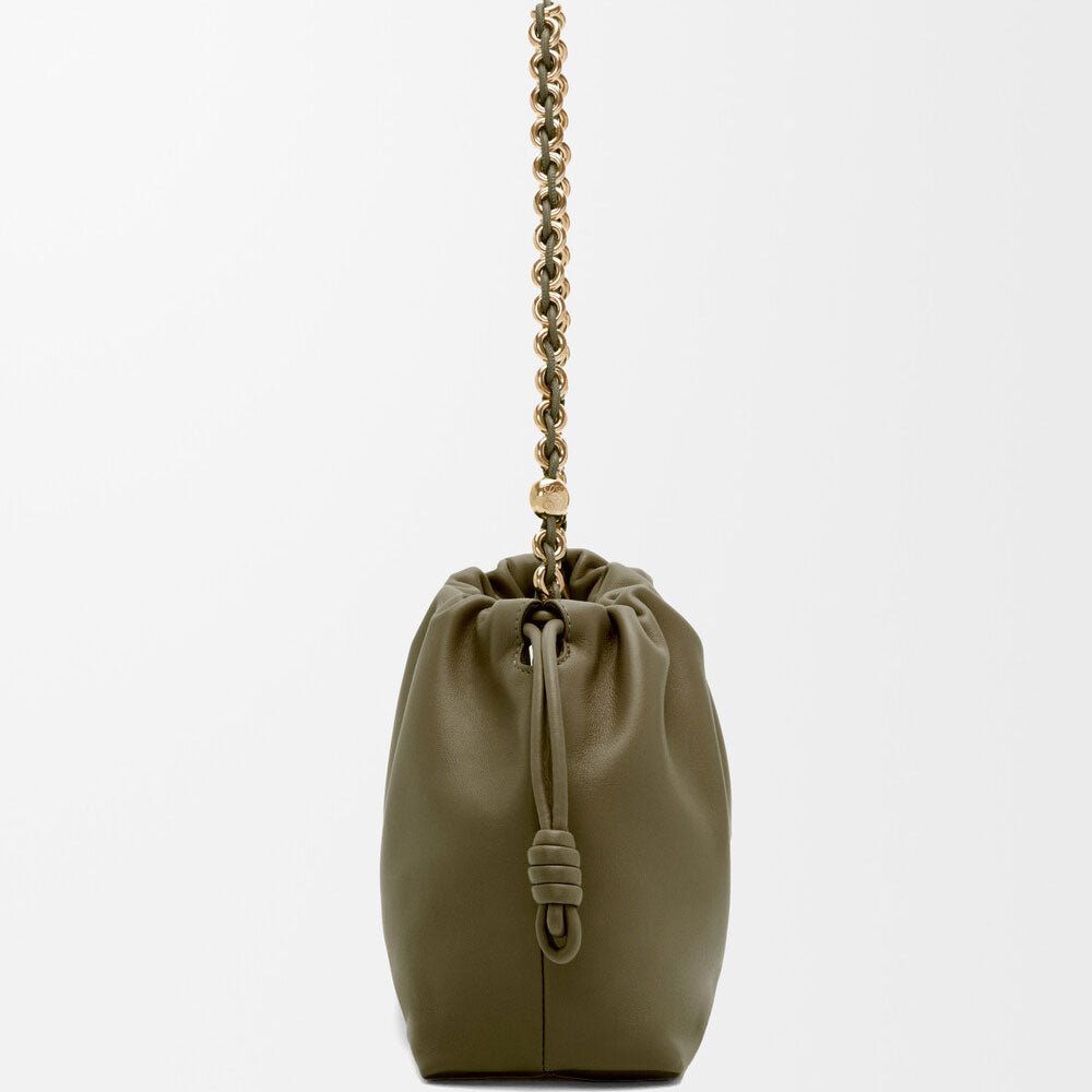 Dark Khaki Nappa Leather Flamenco Purse - VVISN
