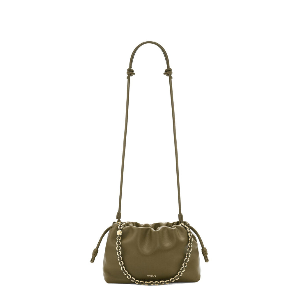 Dark Khaki Nappa Leather Flamenco Purse - VVISN