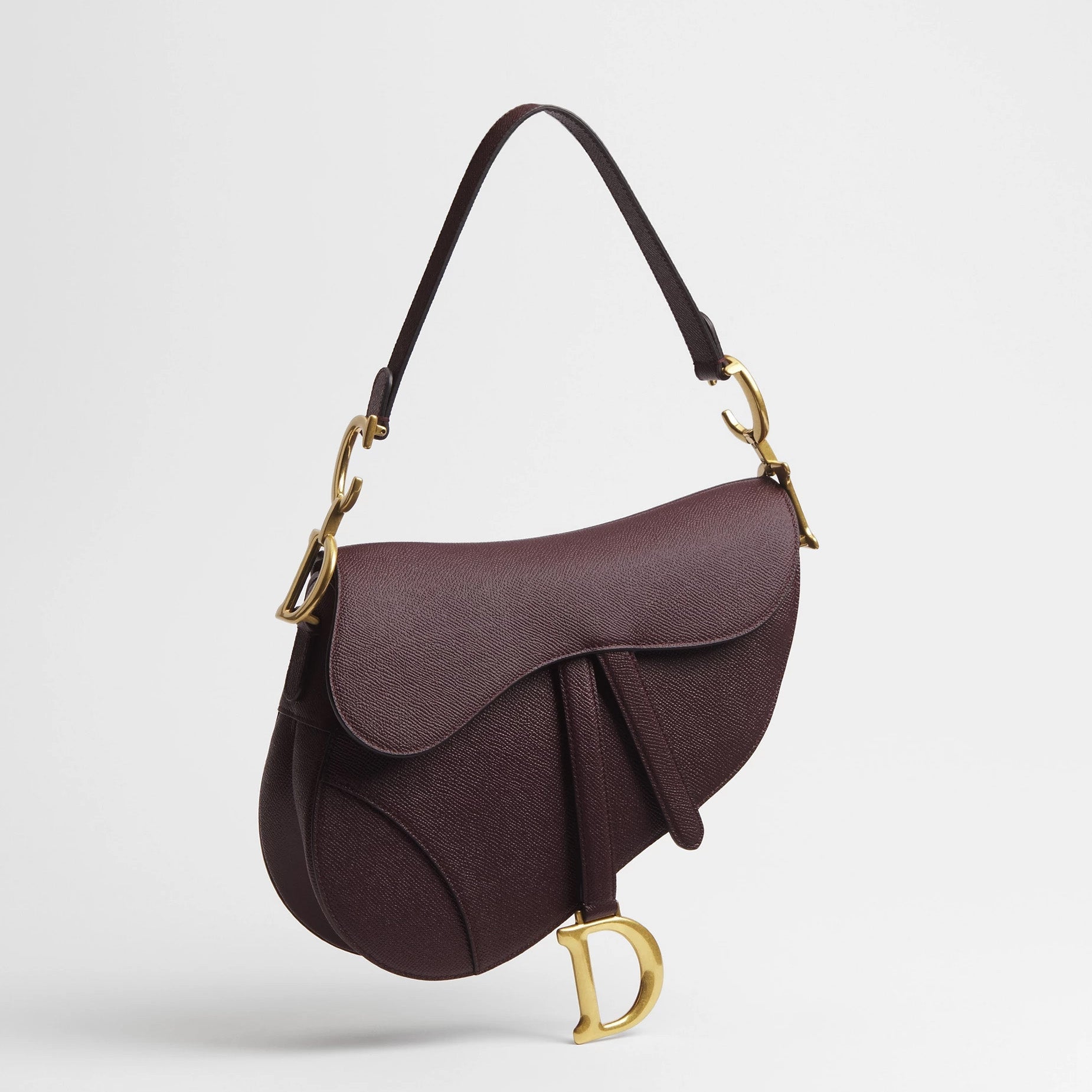 Deep Amaranth Grained Leather Saddle Bag - VVISN
