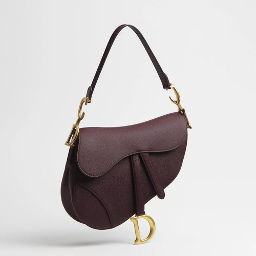 Deep Amaranth Grained Leather Saddle Bag - VVISN