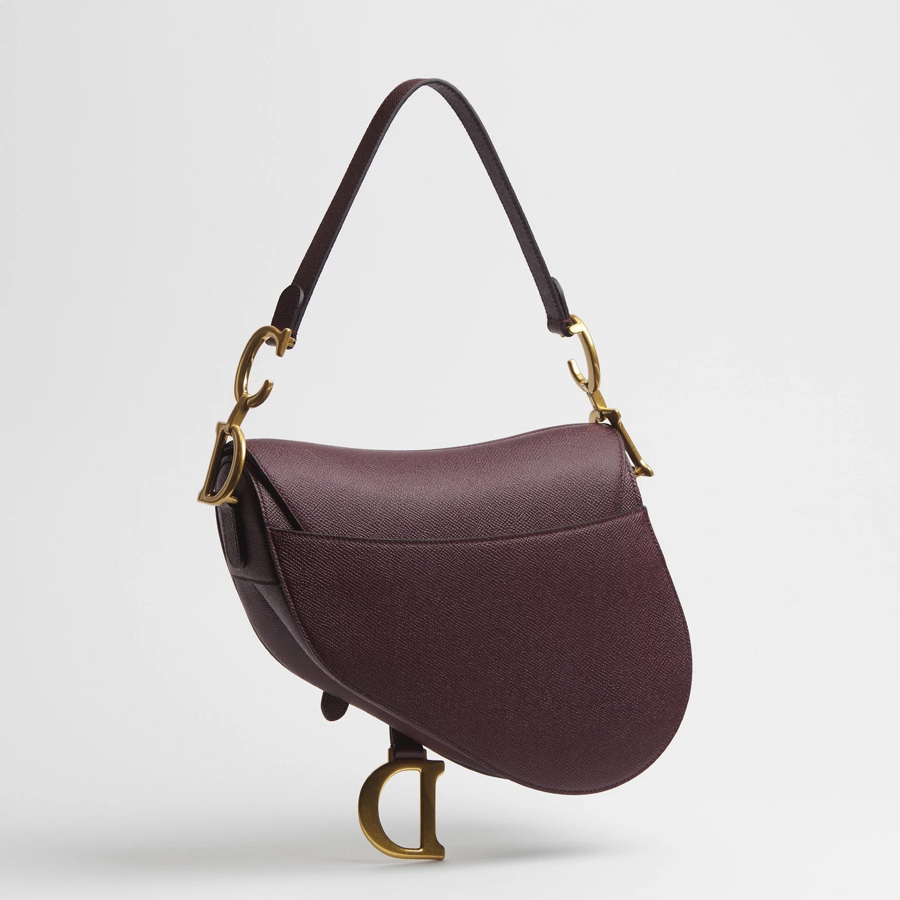 Deep Amaranth Grained Leather Saddle Bag - VVISN