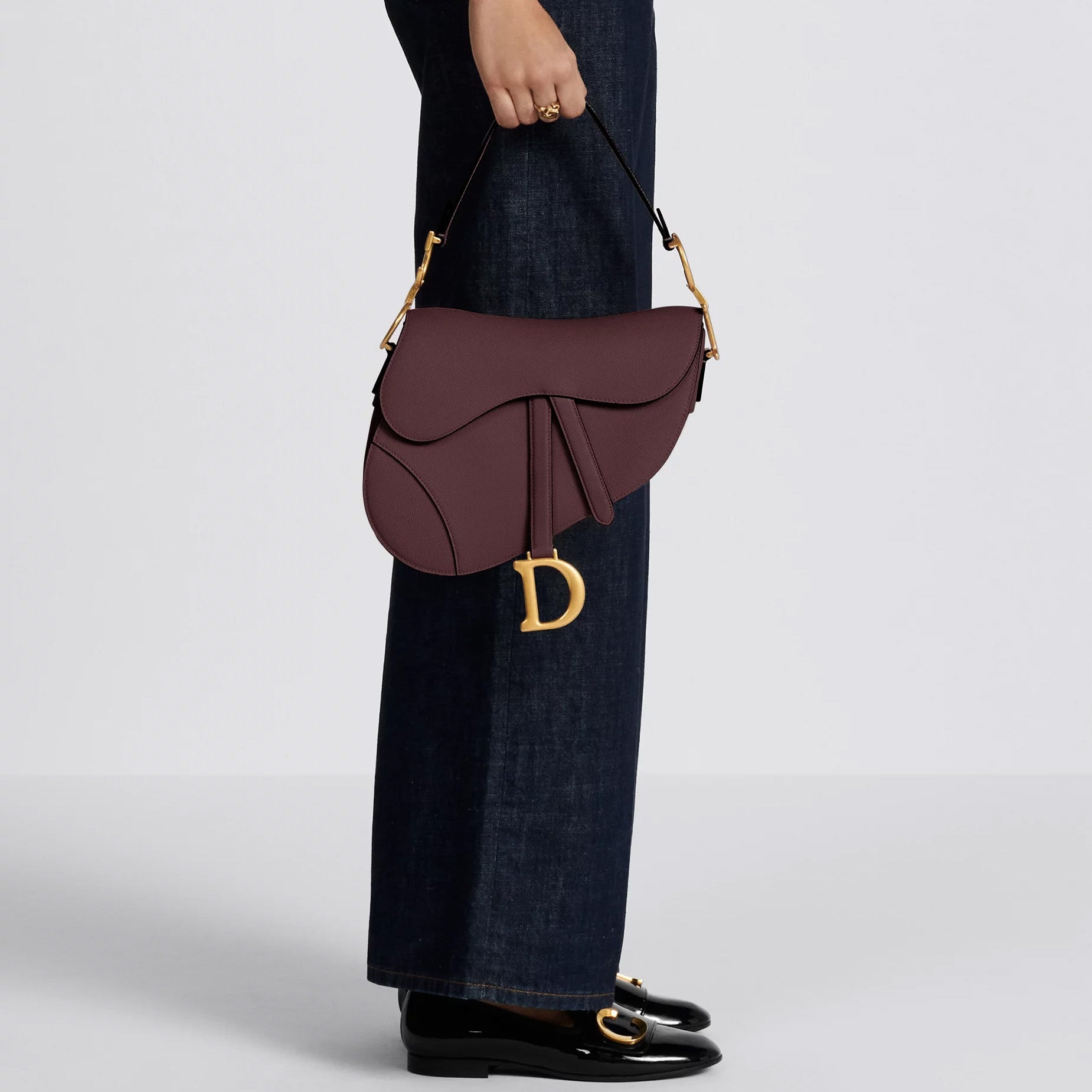 Deep Amaranth Grained Leather Saddle Bag - VVISN