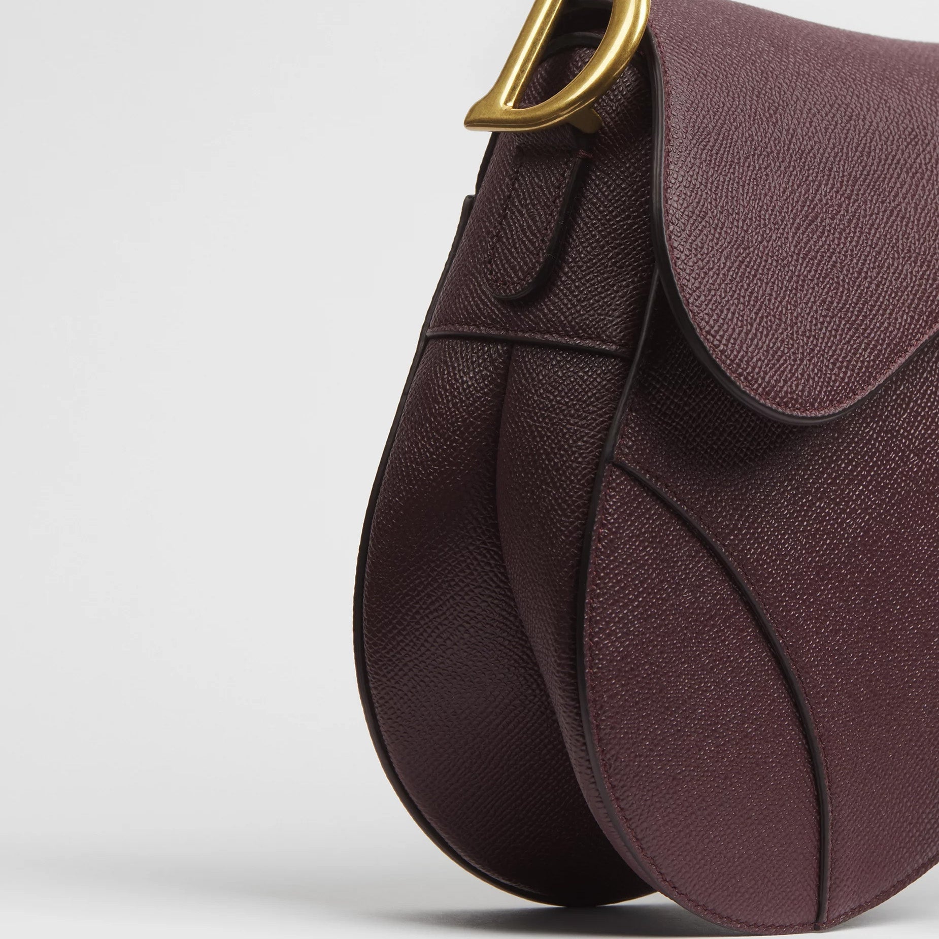 Deep Amaranth Grained Leather Saddle Bag - VVISN