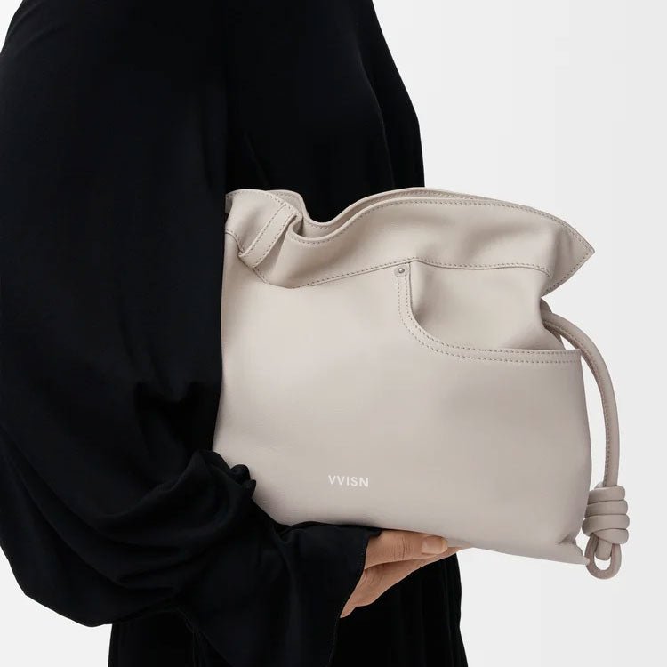 Denim Style Shiny Calfskin Clutch Bag - VVISN