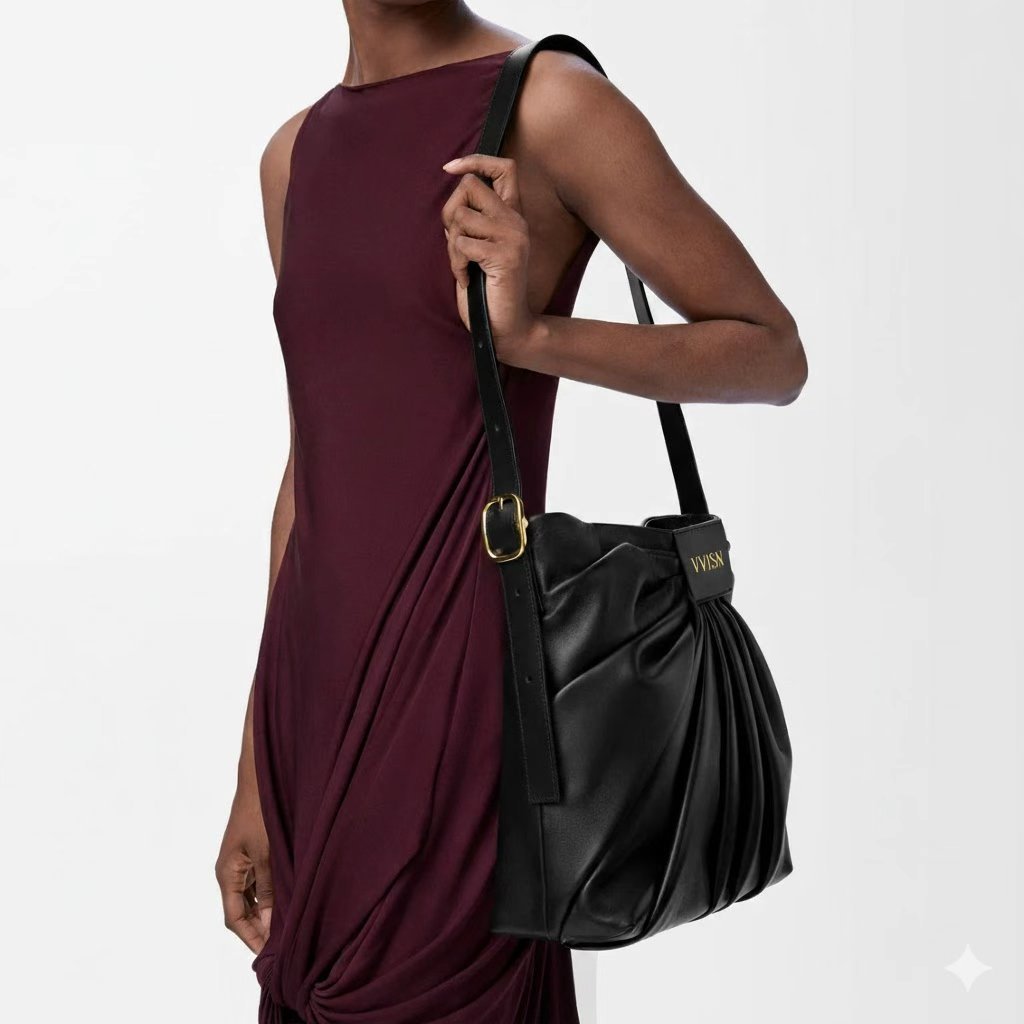 Draped Nappa Leather Shoulder Bag - VVISN