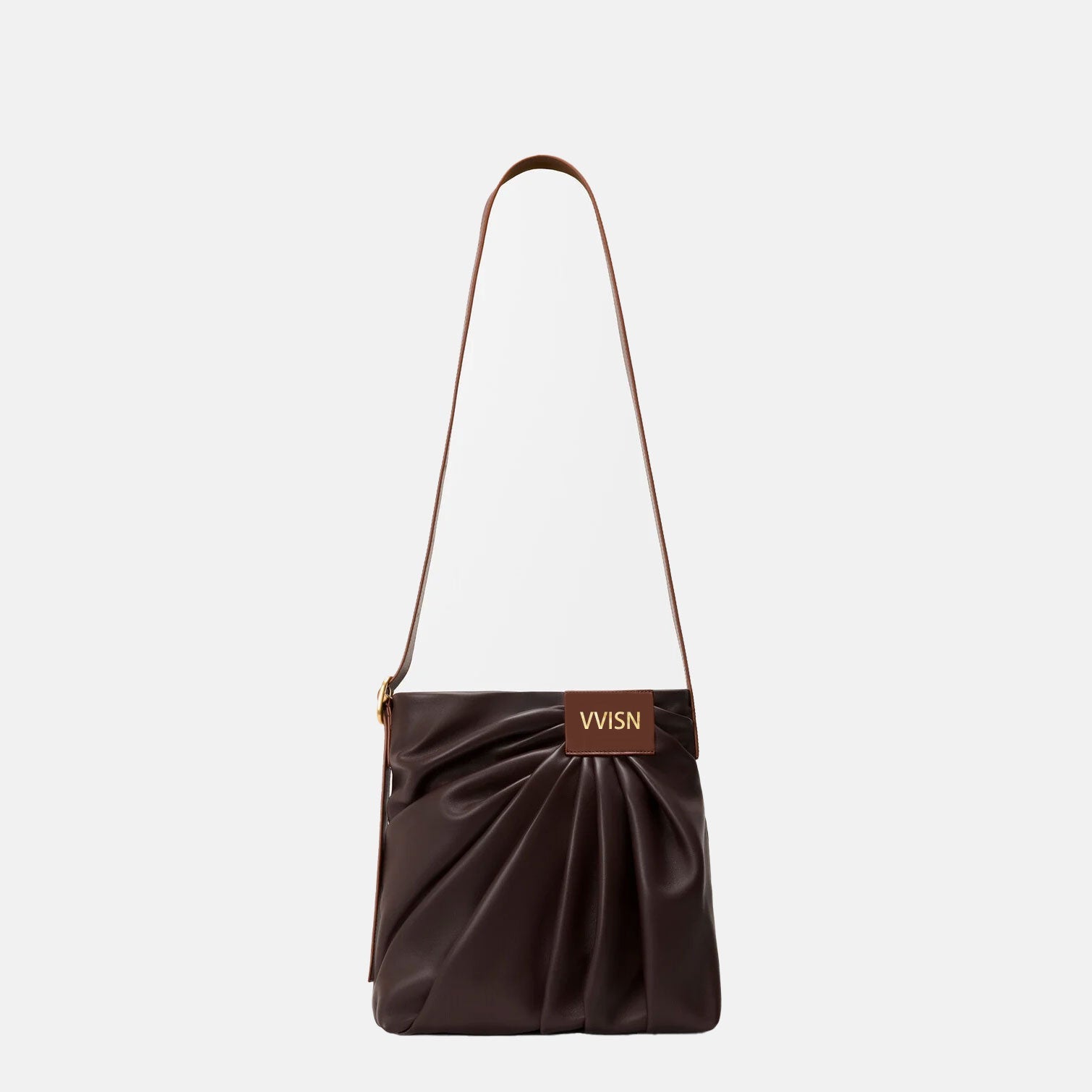 Draped Tote in Dark Chestnut Lambskin - VVISN