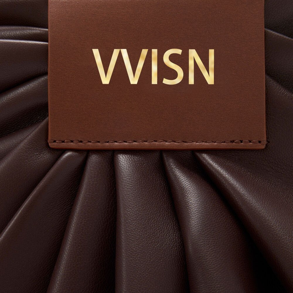 Draped Tote in Dark Chestnut Lambskin - VVISN