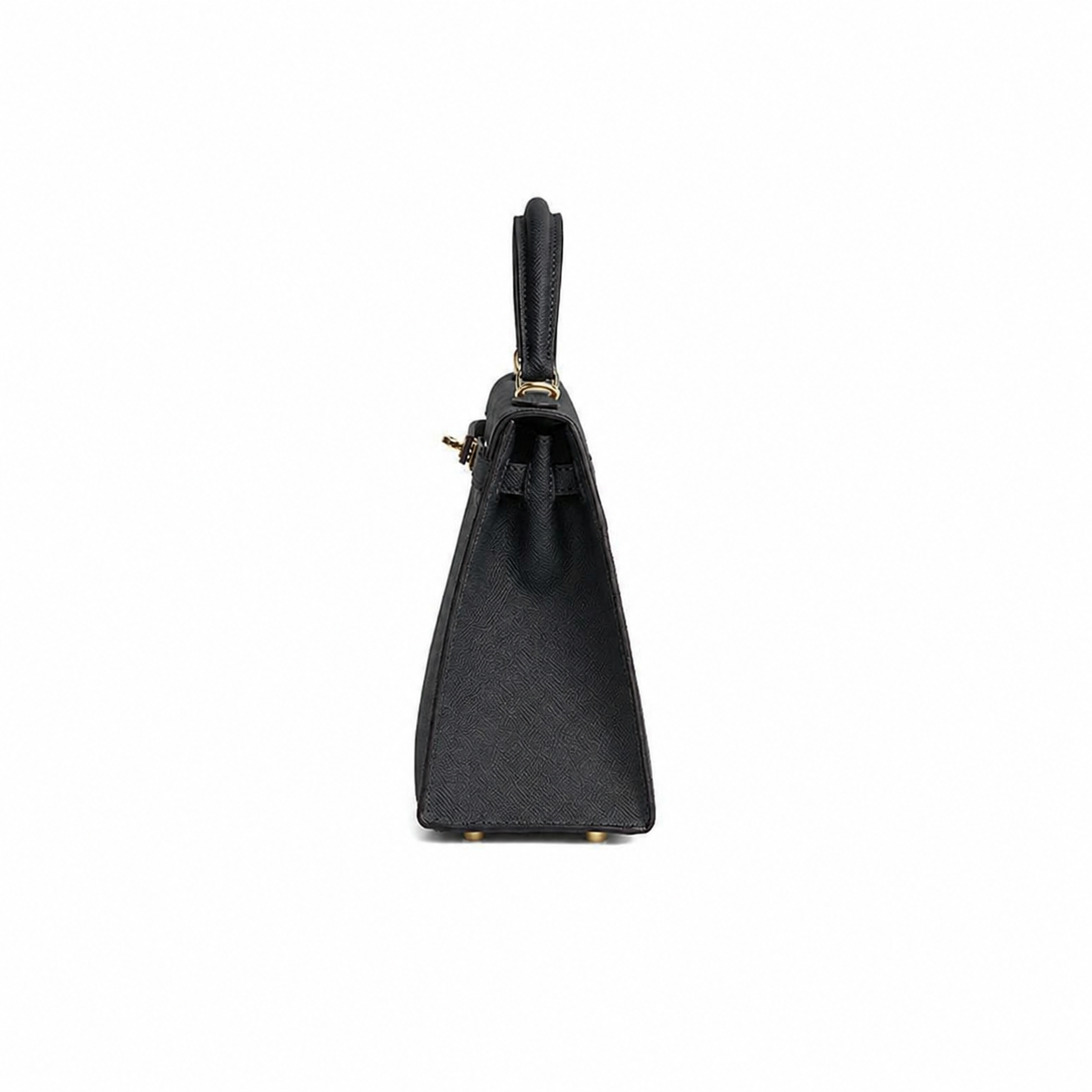 Noir Lock Structured Top Handle Bag