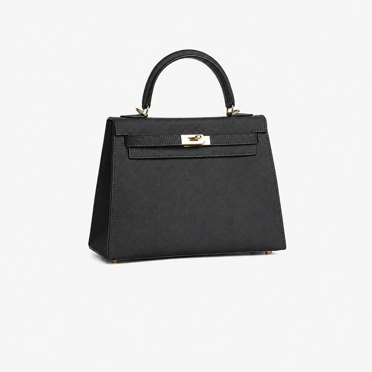 Noir Lock Structured Top Handle Bag