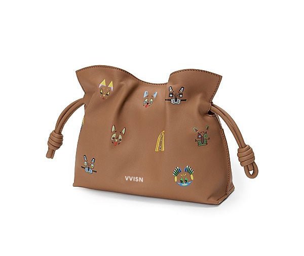 Flamenco Mini Cat Motif Leather Clutch - VVISN