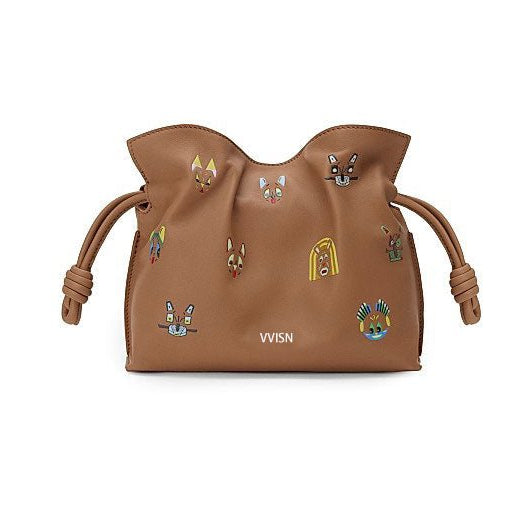 Flamenco Mini Cat Motif Leather Clutch - VVISN