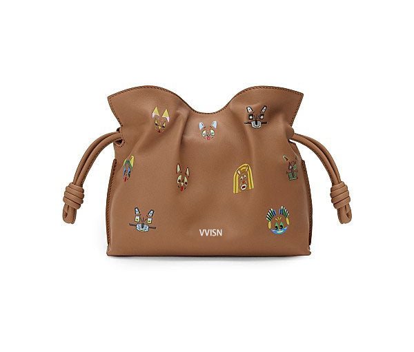 Flamenco Mini Cat Motif Leather Clutch - VVISN