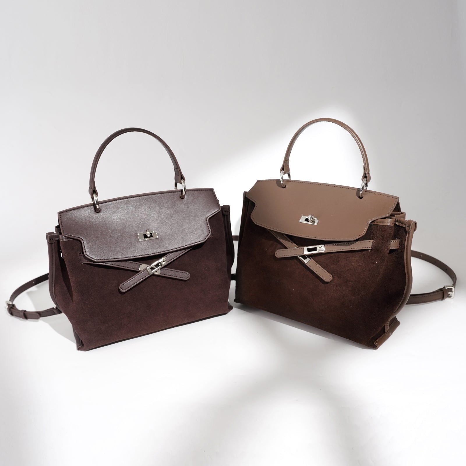 Glossy Suede Leather Crescent Shoulder Bag - VVISN