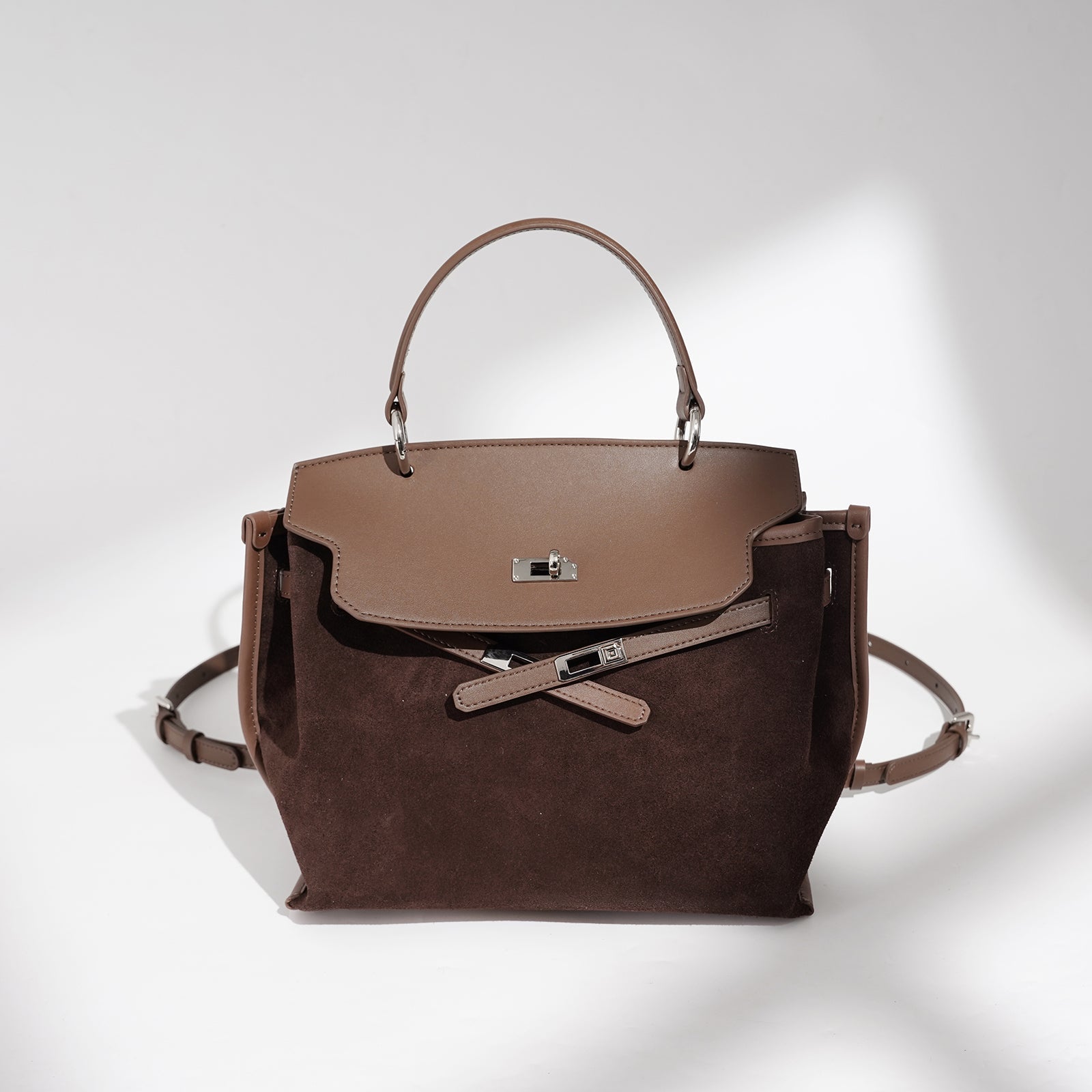 Glossy Suede Leather Crescent Shoulder Bag - VVISN