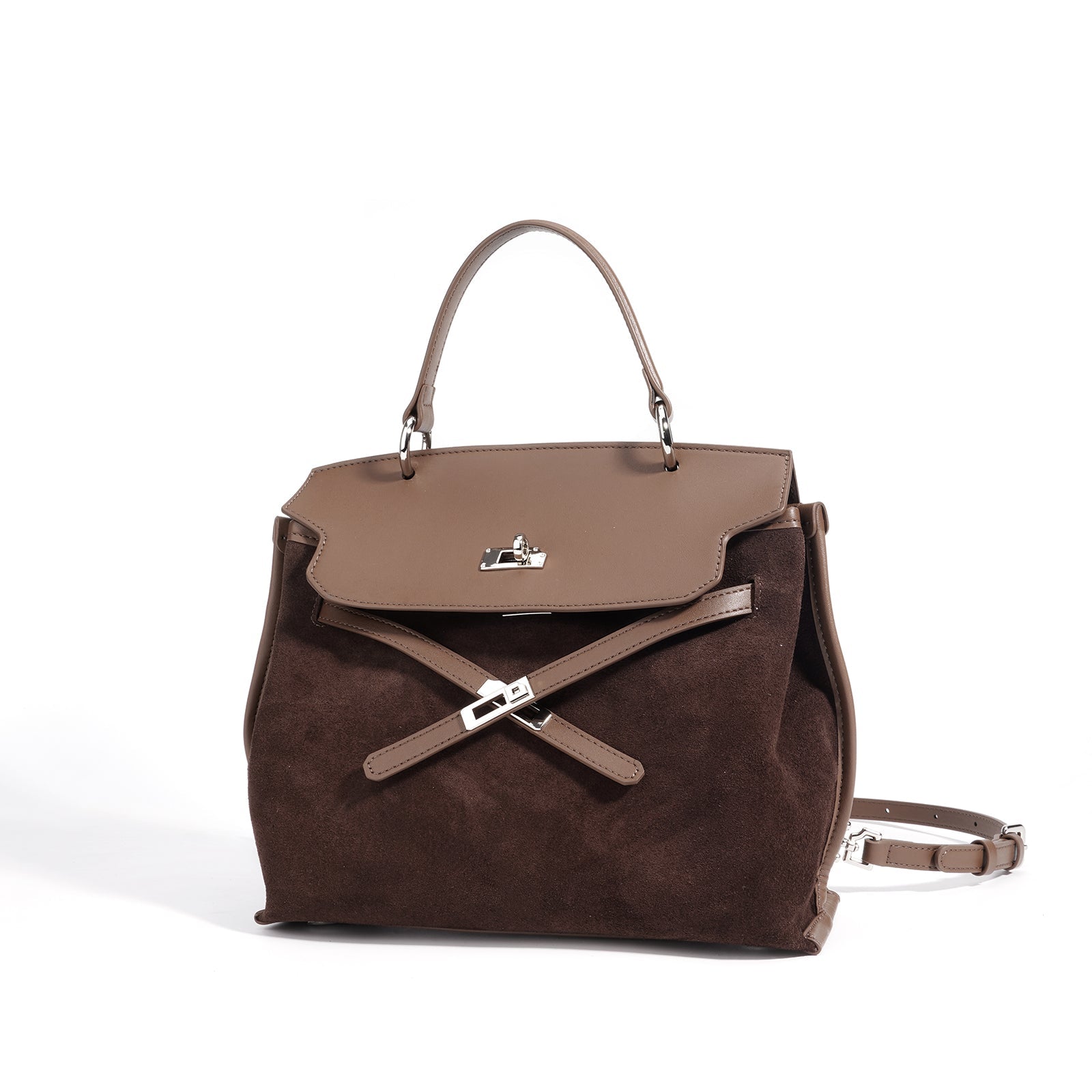 Glossy Suede Leather Crescent Shoulder Bag - VVISN