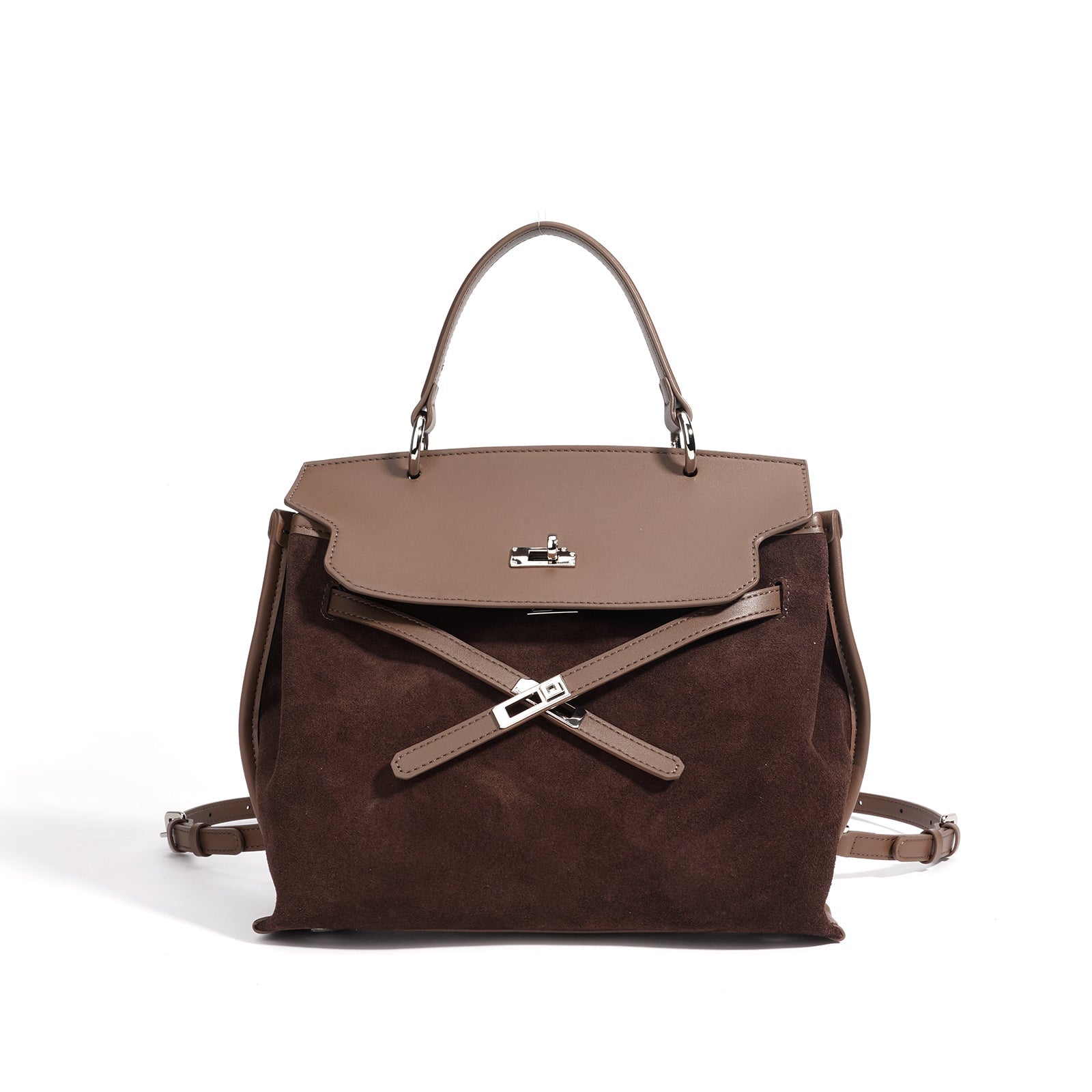 Glossy Suede Leather Crescent Shoulder Bag - VVISN