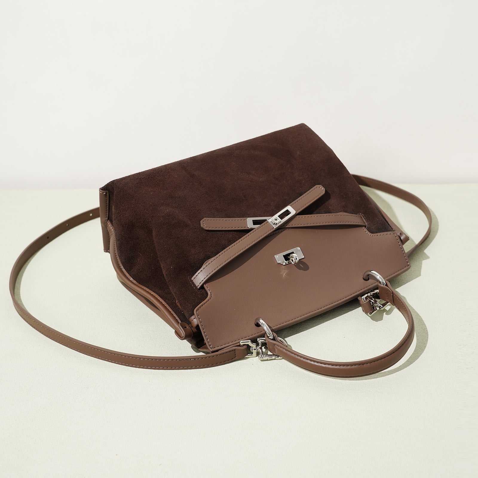 Glossy Suede Leather Crescent Shoulder Bag - VVISN