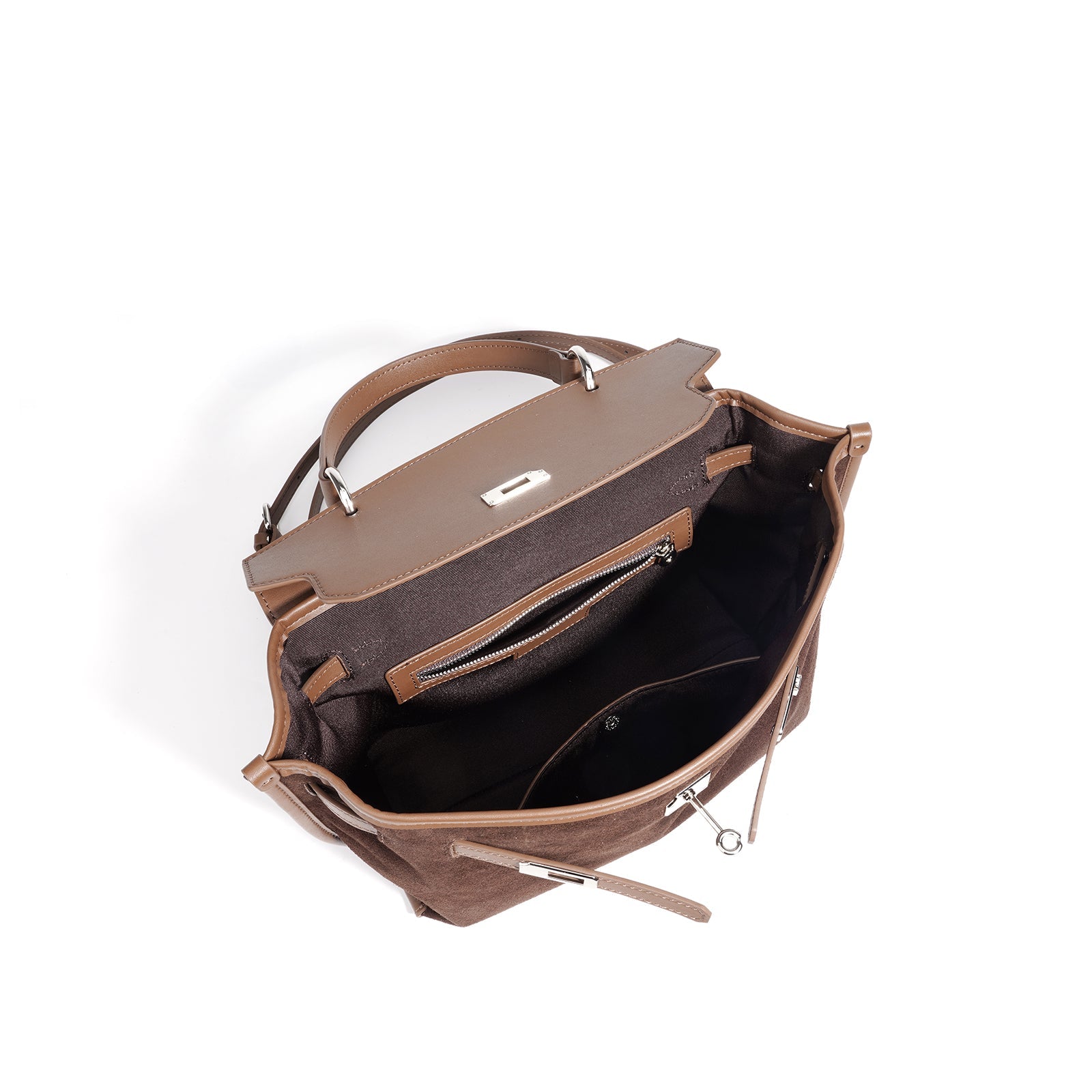 Glossy Suede Leather Crescent Shoulder Bag - VVISN