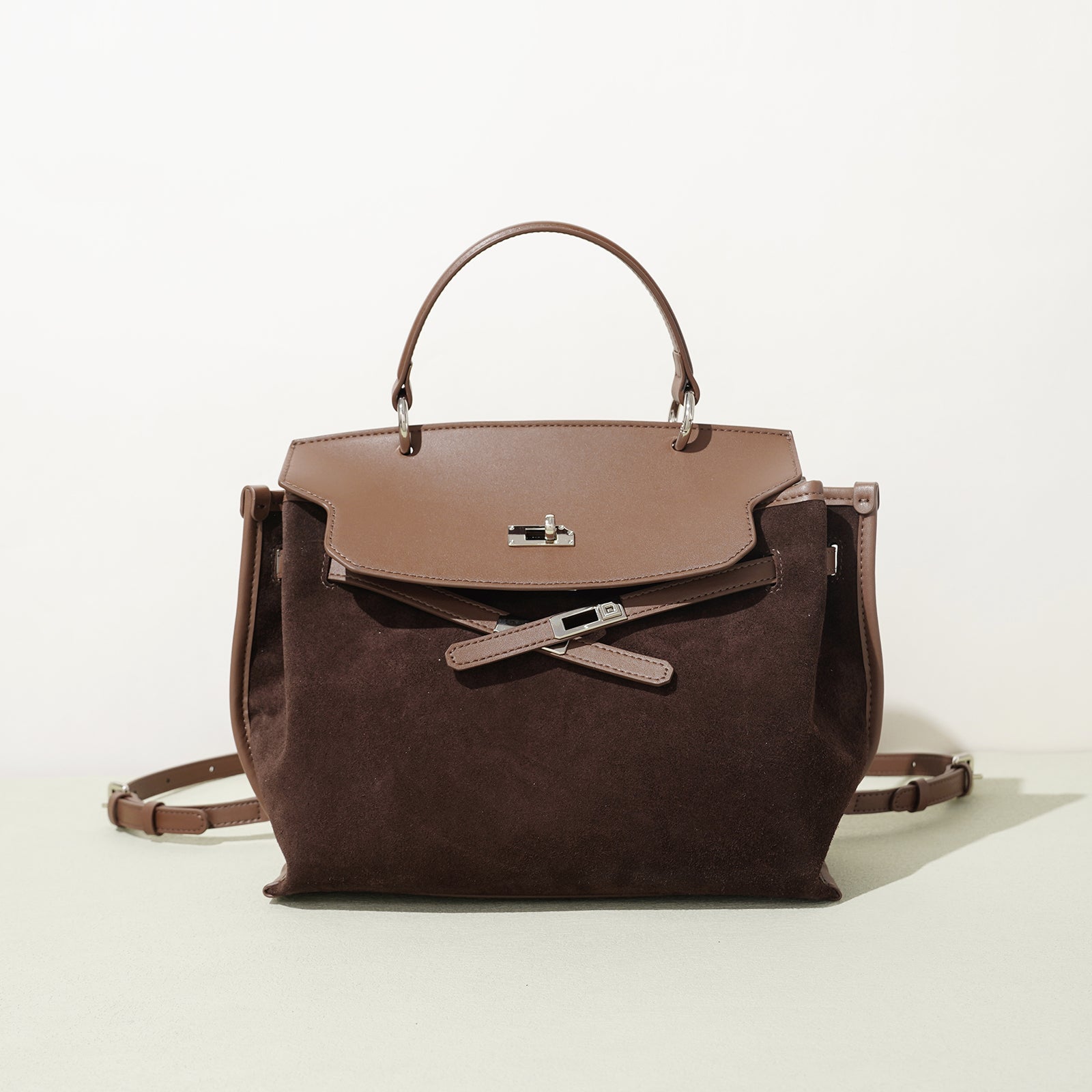 Glossy Suede Leather Crescent Shoulder Bag - VVISN