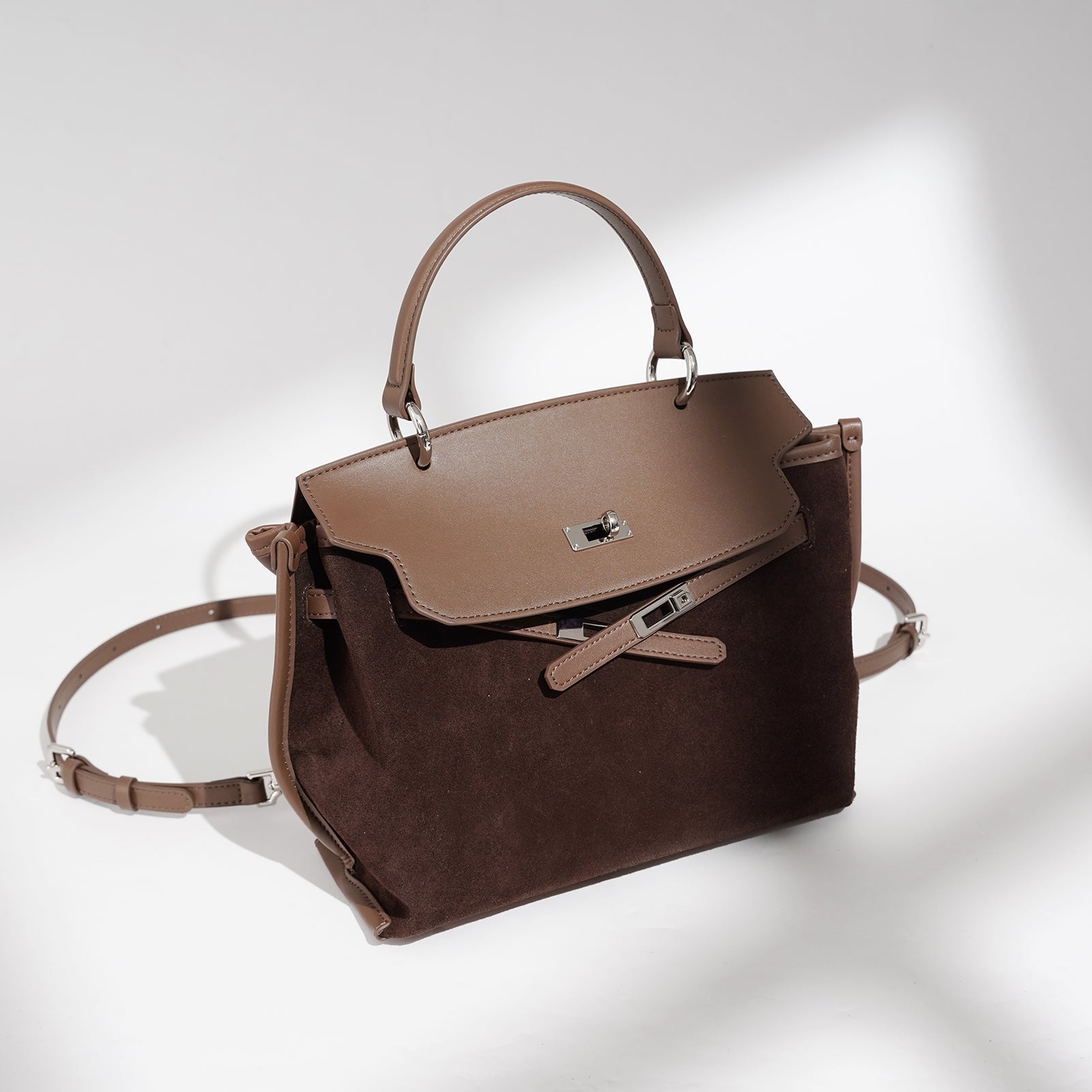 Glossy Suede Leather Crescent Shoulder Bag - VVISN