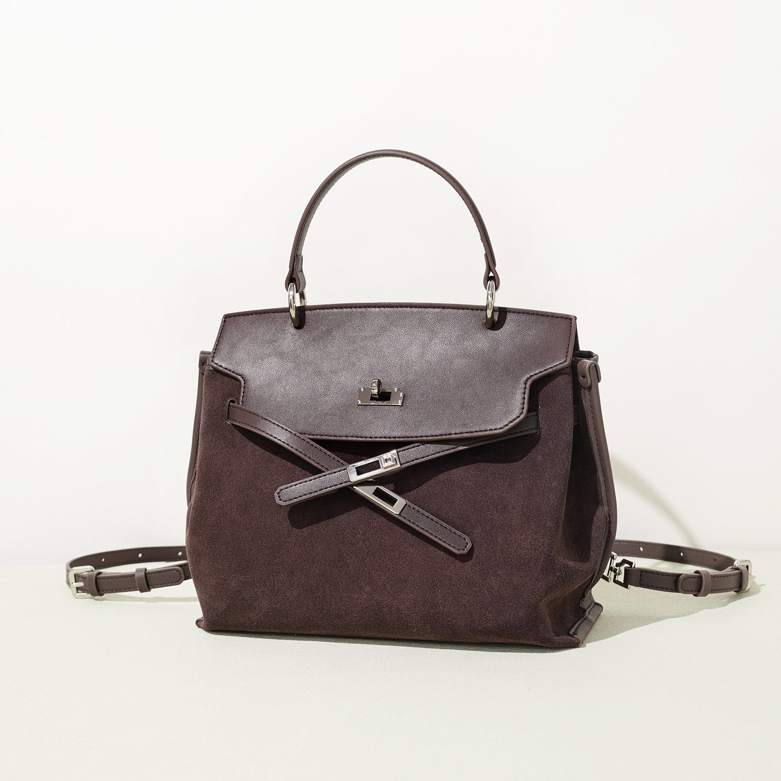 Glossy Suede Leather Crescent Shoulder Bag - VVISN
