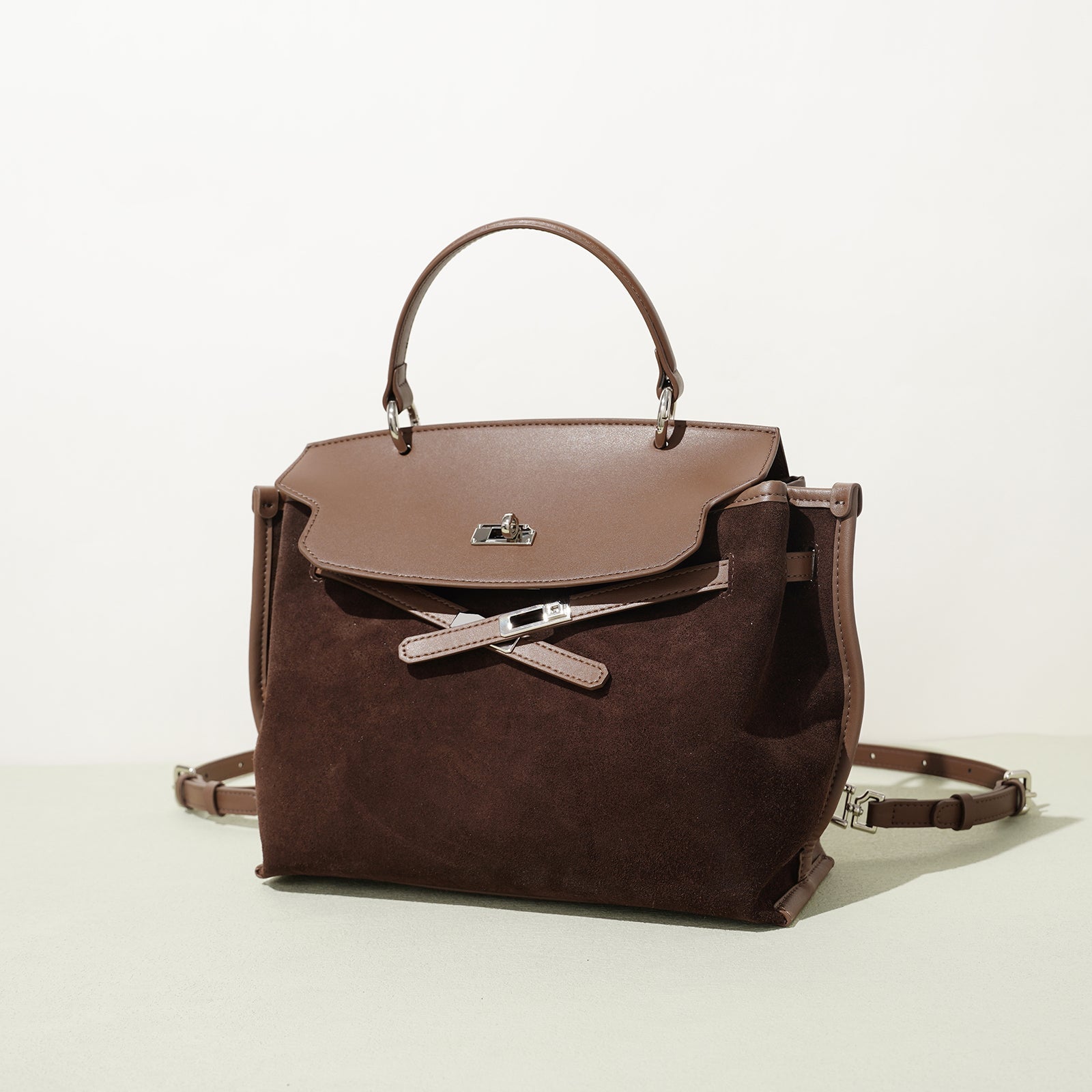 Glossy Suede Leather Crescent Shoulder Bag - VVISN