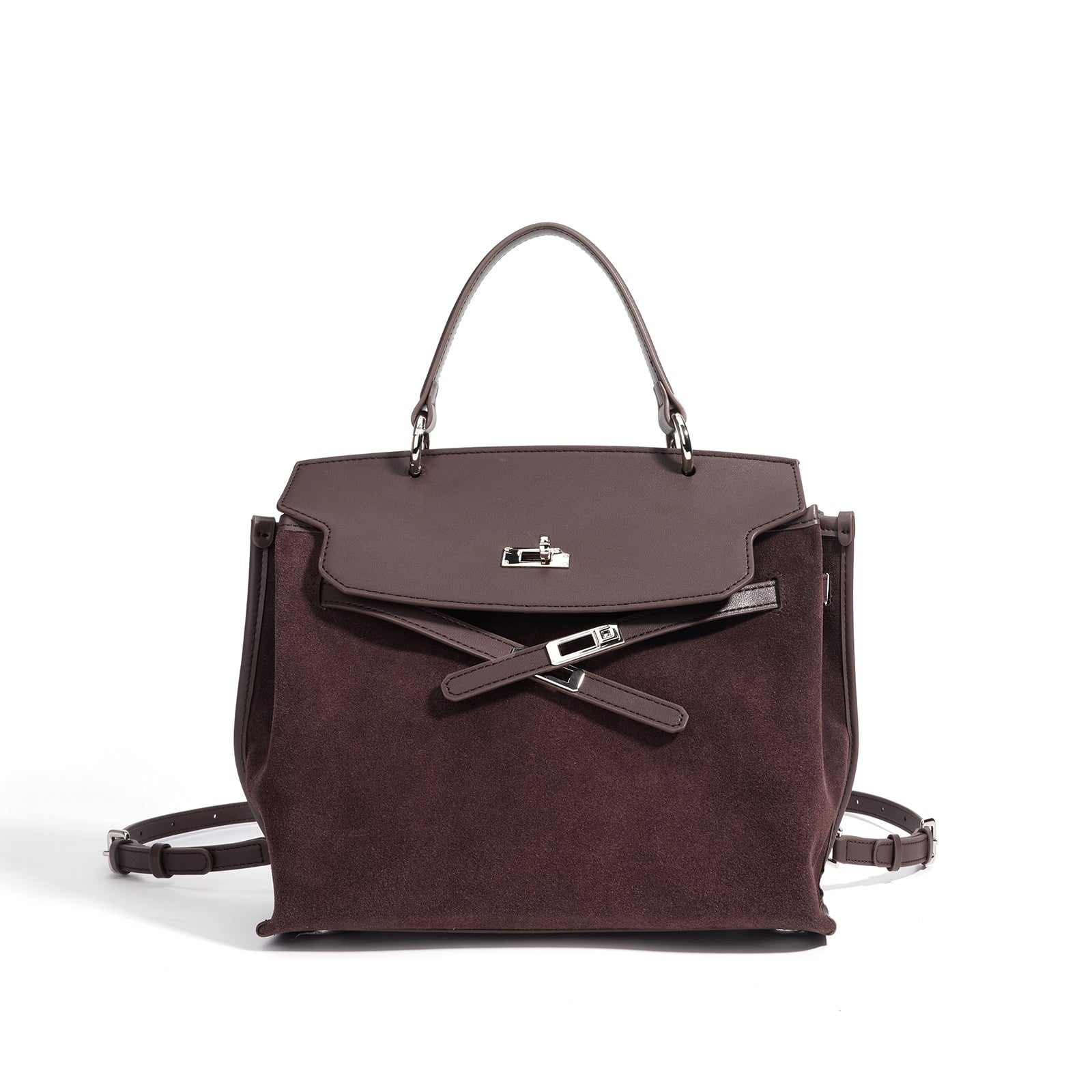 Glossy Suede Leather Crescent Shoulder Bag - VVISN