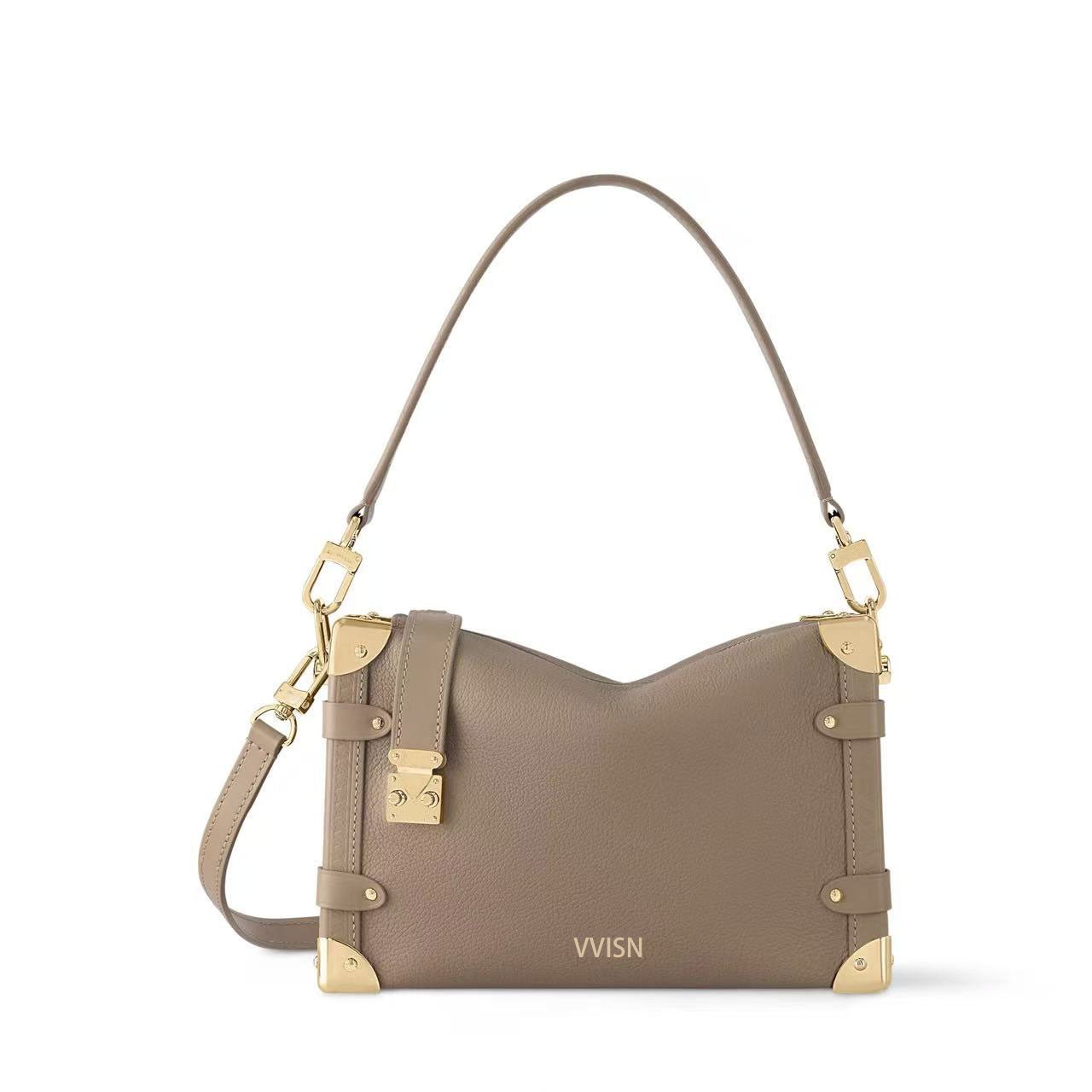 Grained Calf Leather Side Trunk Handbag - VVISN