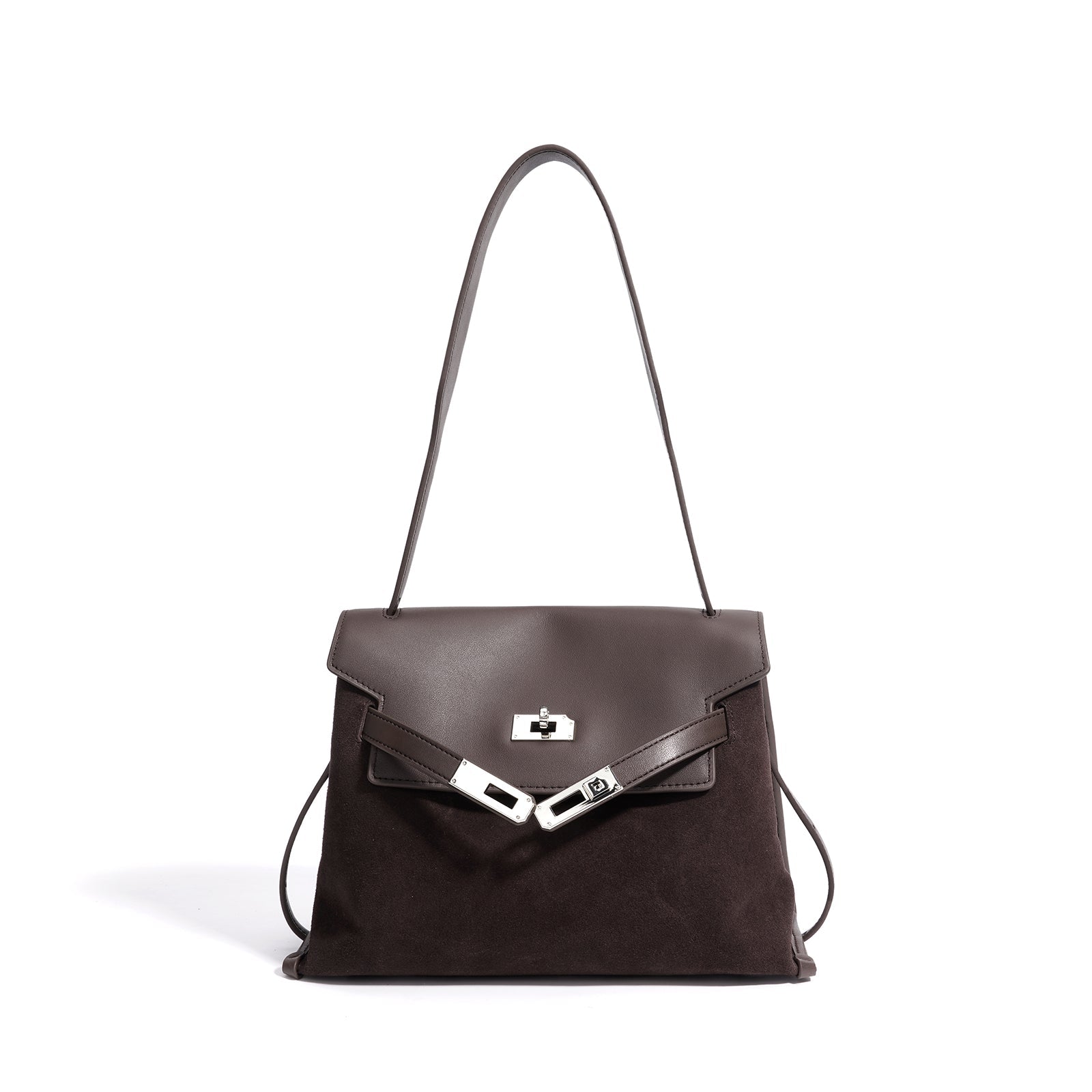 Leather and Suede Mixed Boston Handbag - VVISN