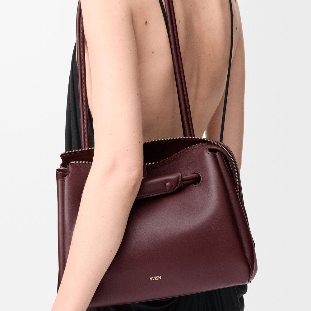 Medium Madrid Trapeze Shoulder Bag Dark Burgundy - VVISN