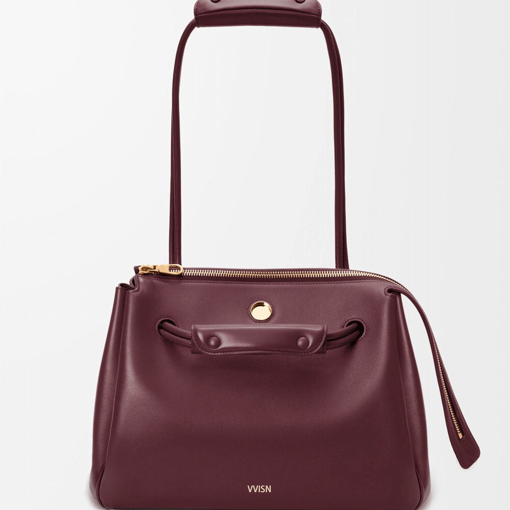 Medium Madrid Trapeze Shoulder Bag Dark Burgundy - VVISN