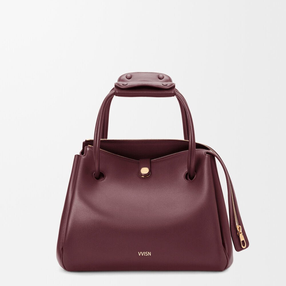 Medium Madrid Trapeze Shoulder Bag Dark Burgundy - VVISN