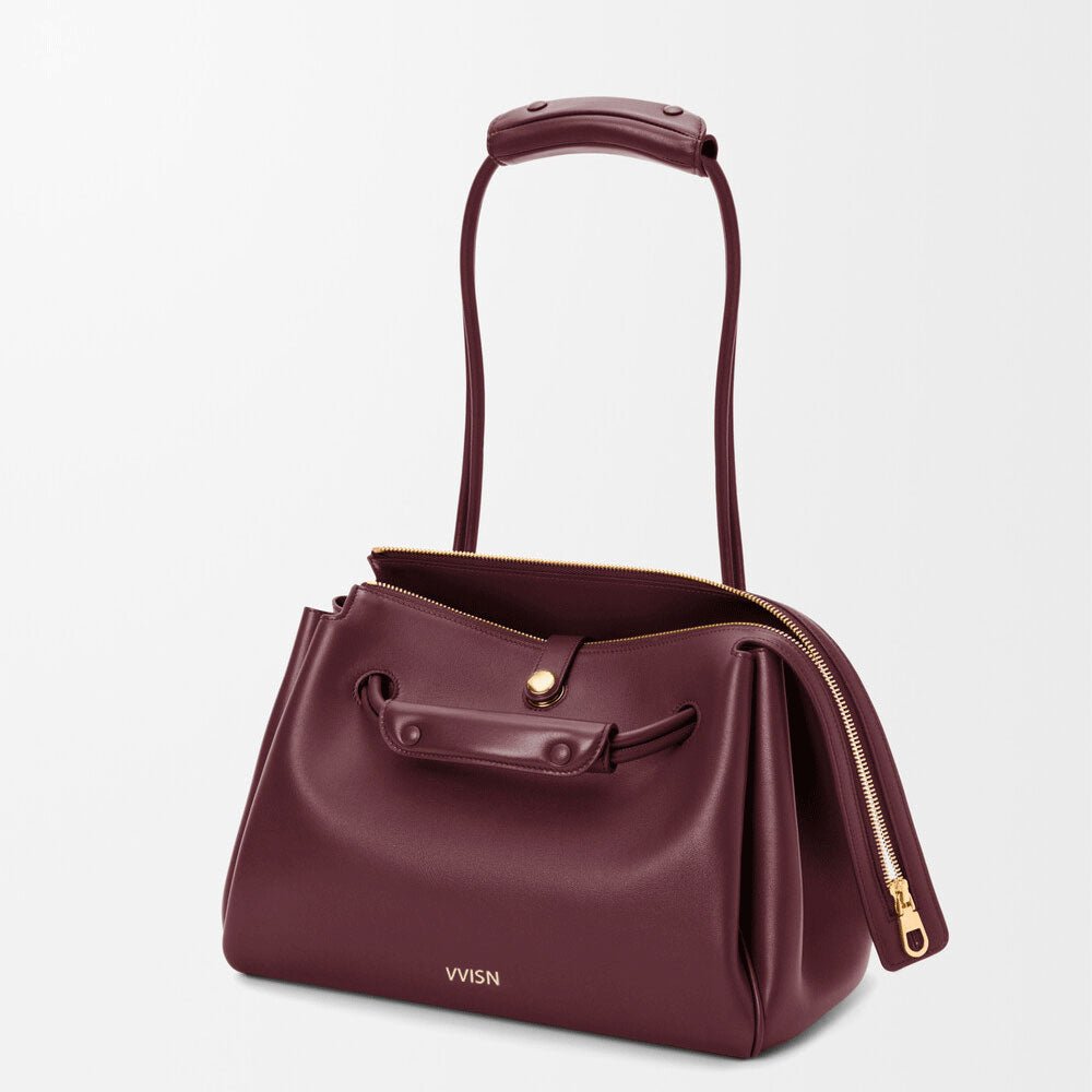 Medium Madrid Trapeze Shoulder Bag Dark Burgundy - VVISN