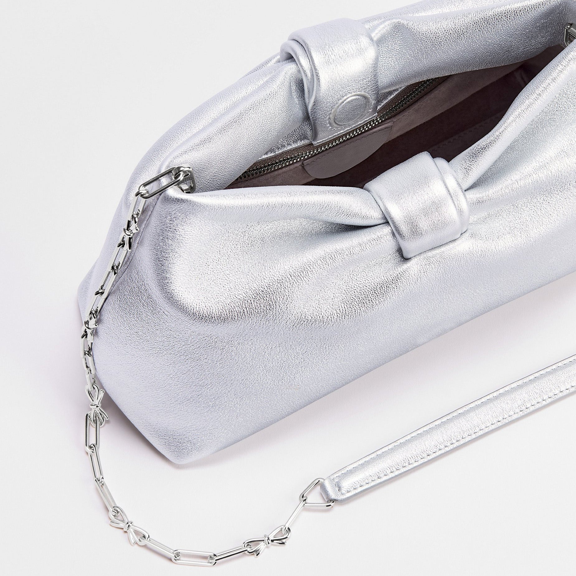 Metallic Lambskin Bow Shoulder Bag - VVISN