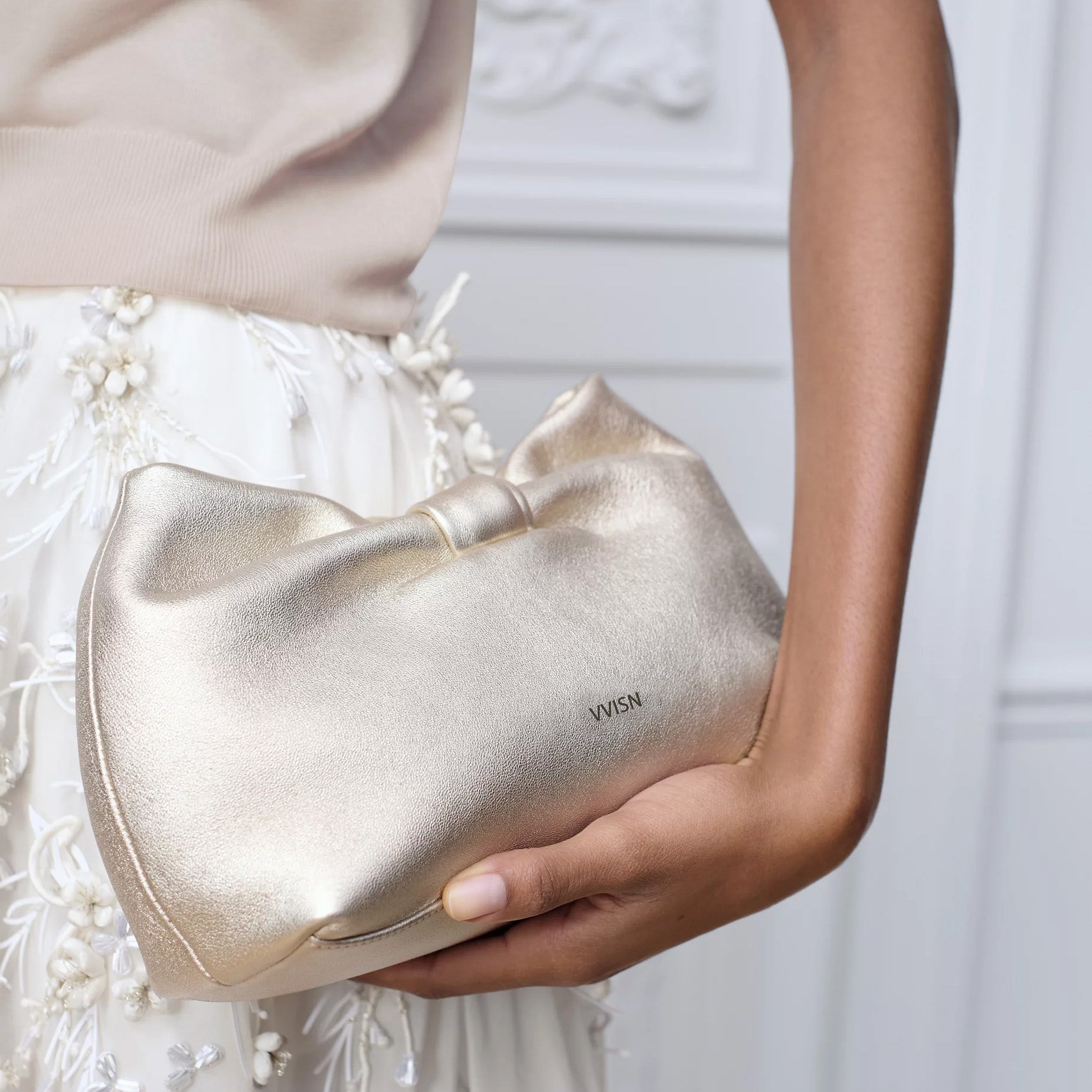 Metallic Laminated Lambskin Bow Bag - VVISN