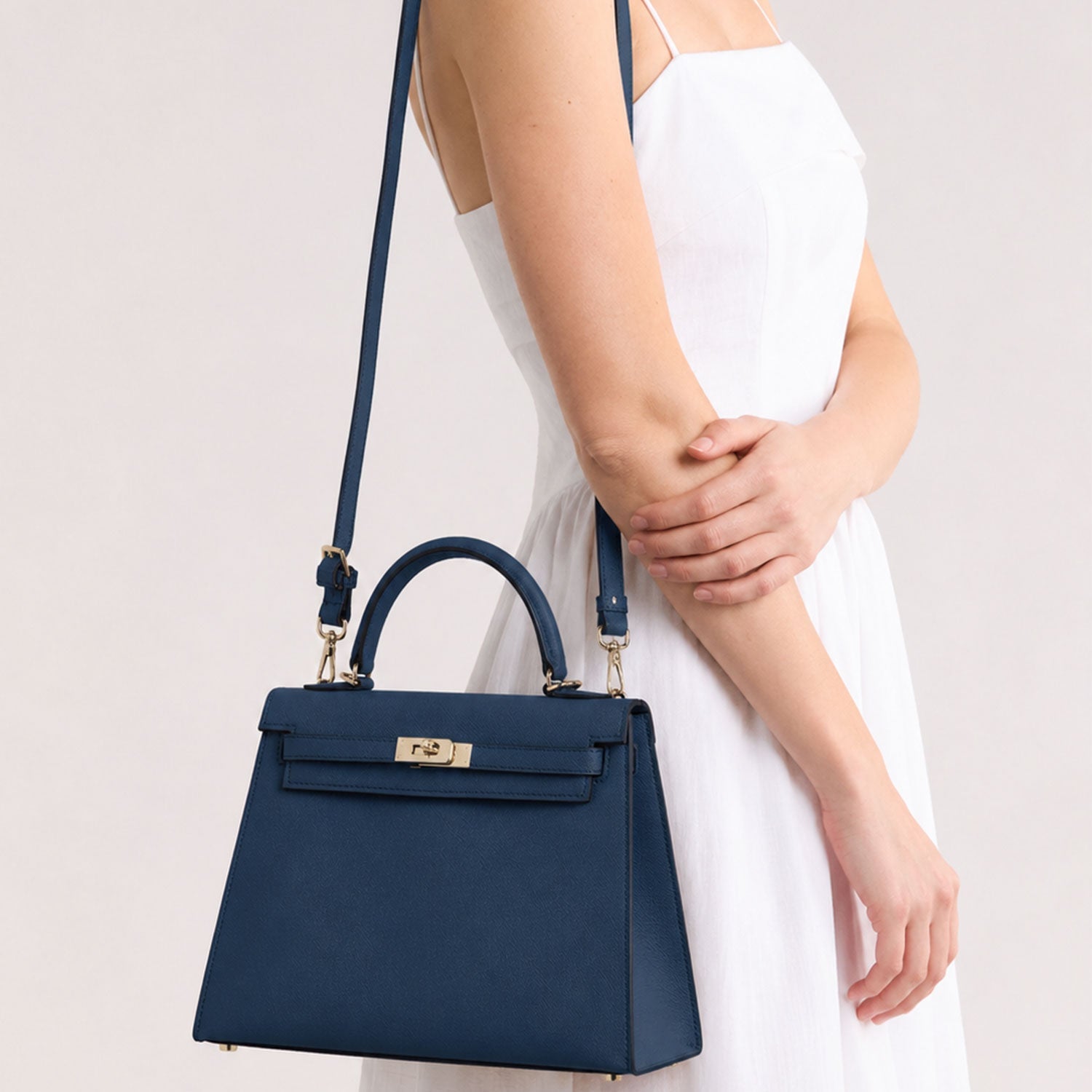 Midnight Blue Structured Top Handle - VVISN