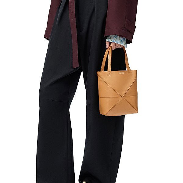 Mini Burgundy Leather Puzzle Tote Bag - VVISN