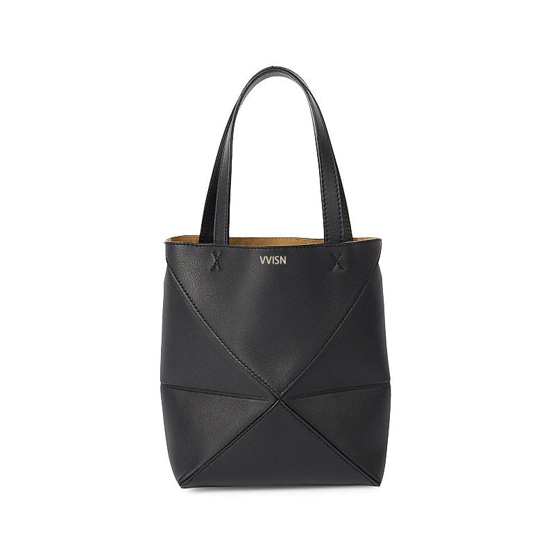 Mini Burgundy Leather Puzzle Tote Bag - VVISN