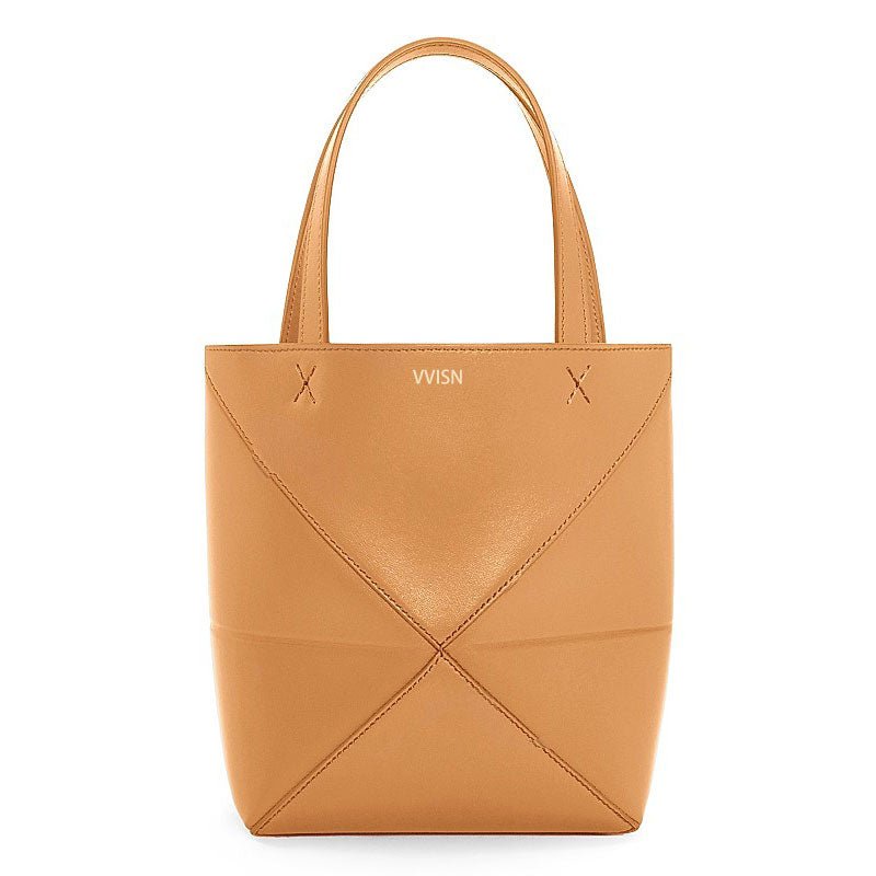 Mini Burgundy Leather Puzzle Tote Bag - VVISN