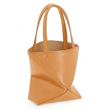 Mini Burgundy Leather Puzzle Tote Bag - VVISN